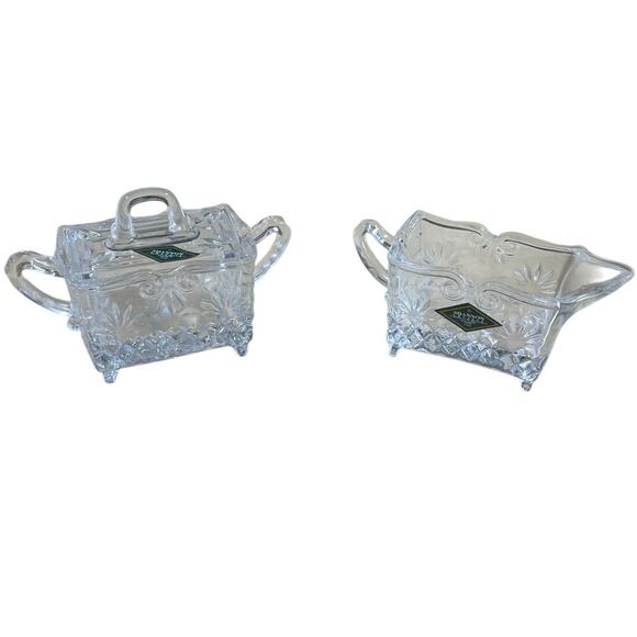 Shannon Crystal by Goldinger Sugar and Creamer Set Baroque Crystal New In Box - Picture 2 of 6